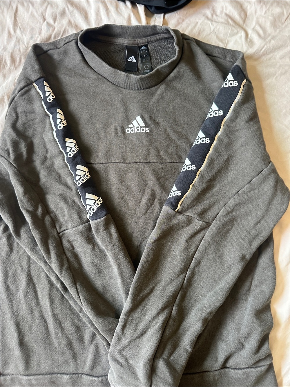 adidas gray Crewneck Sweatshirt with Logo Tape
